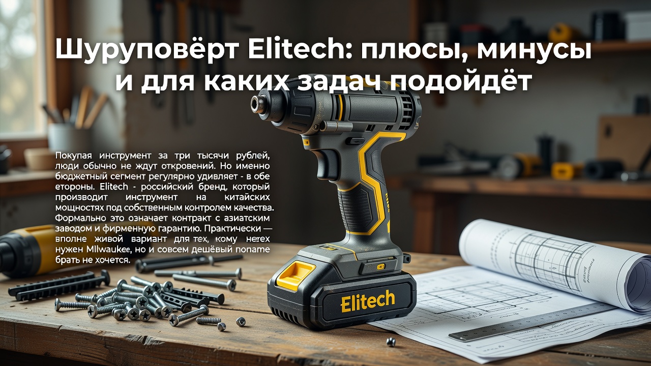 Шуруповёрт Elitech: плюсы, минусы и для каких задач подойдёт